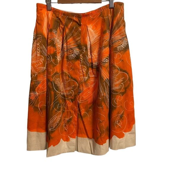 Piazza Sempione Orange Fall Print Button Front Skirt Size 46 or US10 - Picture 1 of 11
